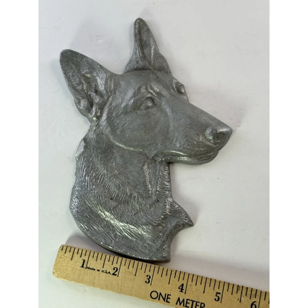 Vintage Heavy Cast Aluminum Pharaoh Hound Dog Head Wall Plaque Maltese Greyhound
